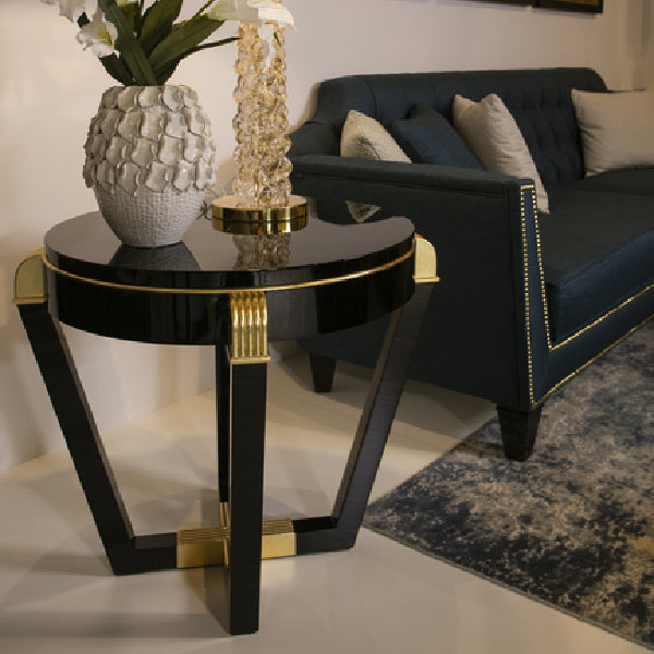Exquisite Round Side Table with Art Deco Influence