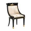 Elegant Black Lacquered Dining Chair with Gold Accents
