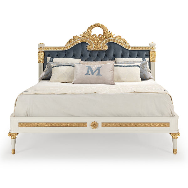 Regal Upholstered Bed with Ornate Detailing