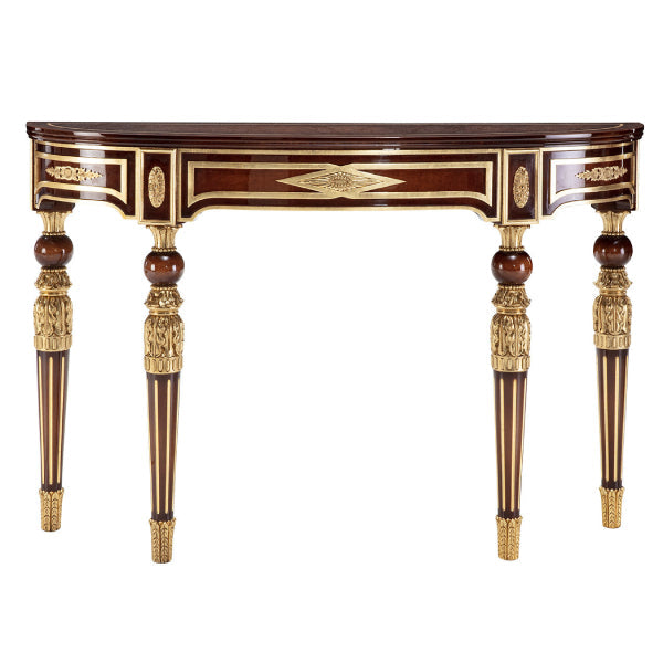 Regal Console Table with Intricate Gold Leaf Detailing