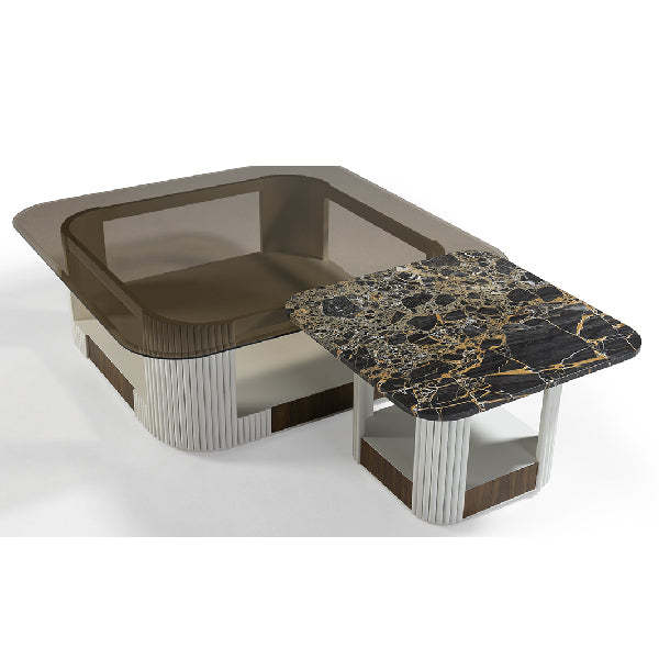Elegant Coffee Table with Unique Marble and Glass Design
