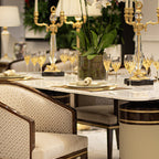 Contemporary Marble Dining Table with Elegant Pedestal Base