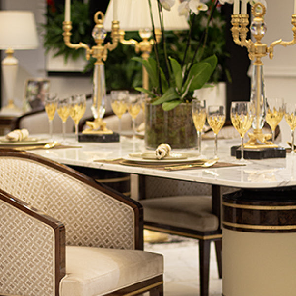 Contemporary Marble Dining Table with Elegant Pedestal Base