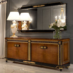 Chic Brown and Black Sideboard with Elegant Gold Accents