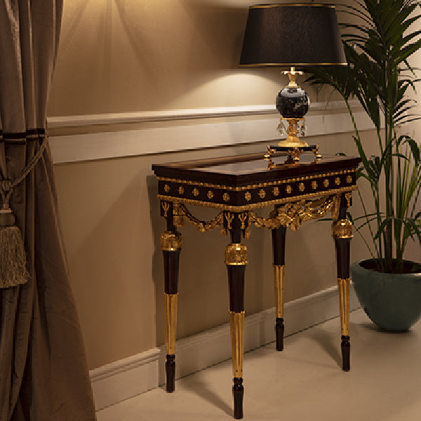 Sophisticated Side Table with Opulent Gold Accents