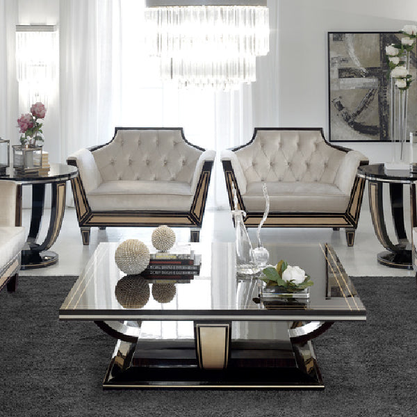 Sophisticated Living Room Set with Modern Glamour