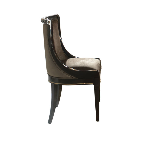 Contemporary Curved Dining Chair with Plush Upholstery