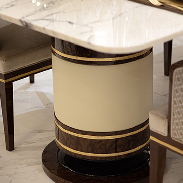 Contemporary Marble Dining Table with Elegant Pedestal Base