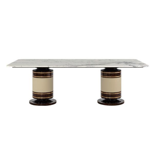 Contemporary Marble Dining Table with Elegant Pedestal Base