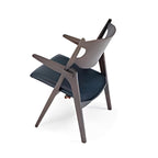 Stylish Dark Wood and Black Leather Armchair