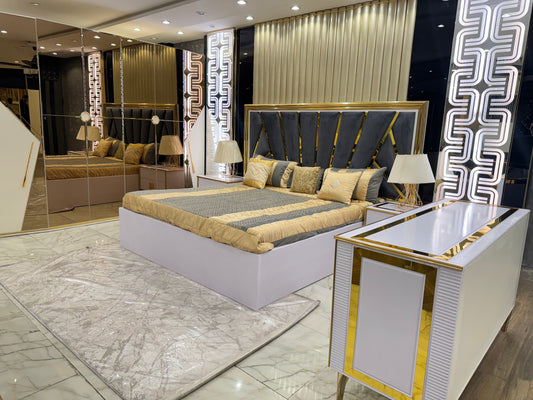 The Luxe Radiance Bedroom Set – A Fusion of Elegance and Modern Design