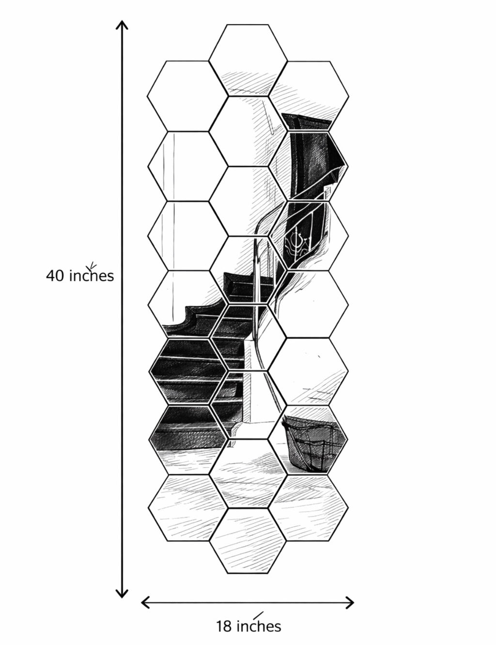16-Piece Hexagon Acrylic Mirror Wall Décor | Modern Honeycomb Design (DIY, Lightweight)