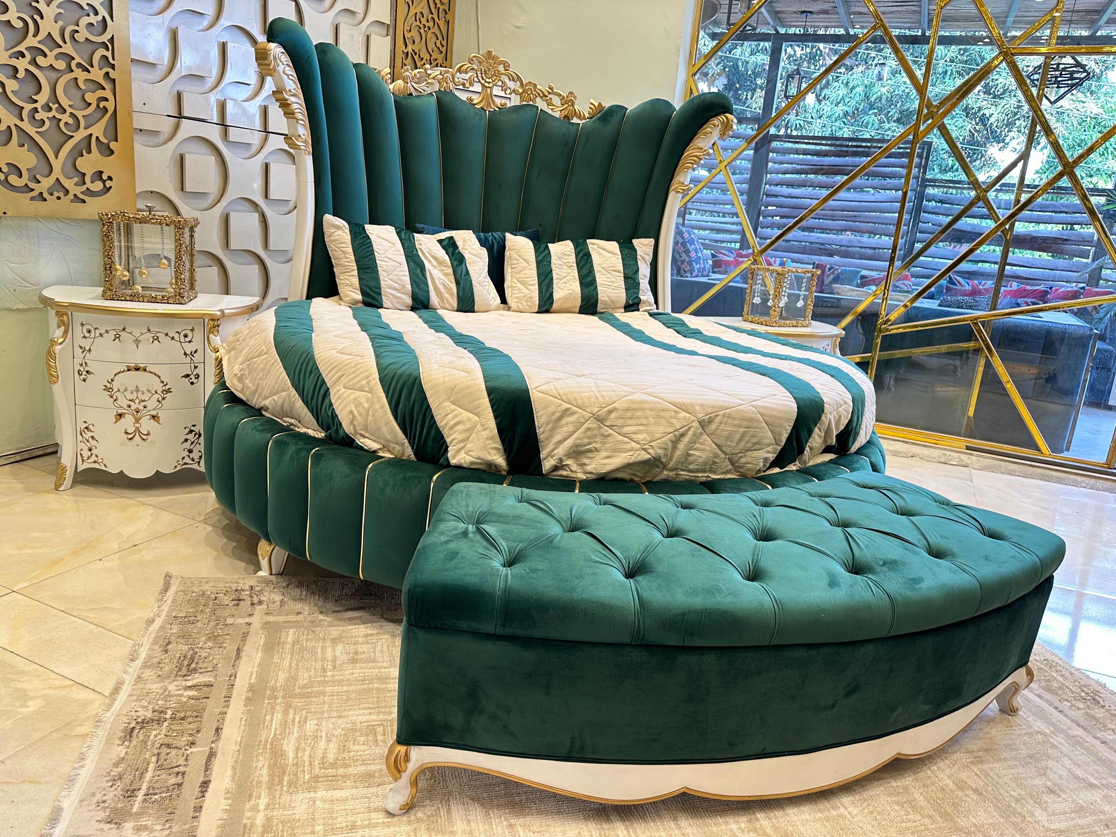 Round Luxury Green Bed