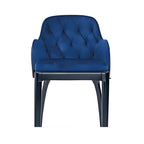Elegant Comfort: The Blue Tufted Bar Stool with Black Frame