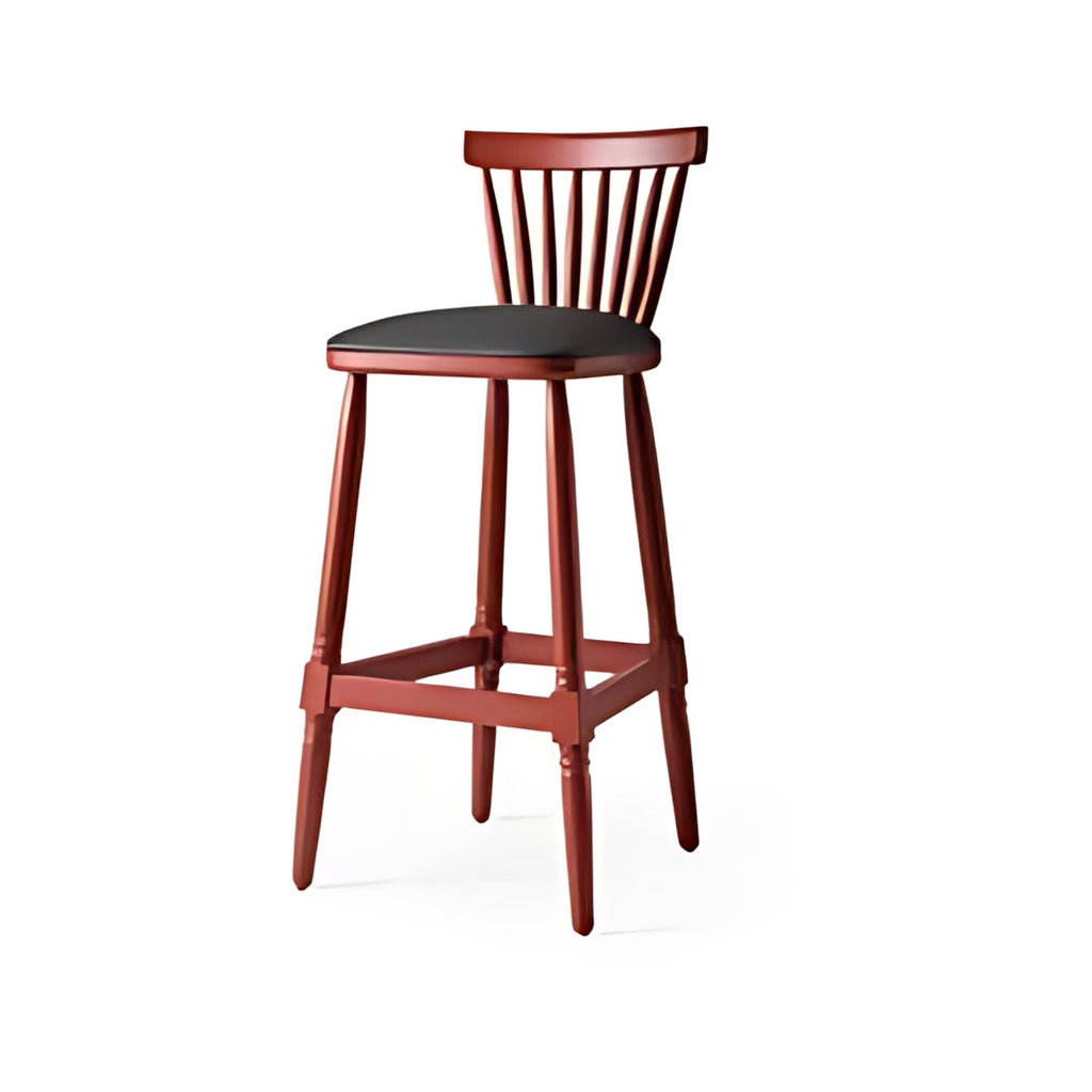 Classic Charm: The Black Upholstered Bar Stool with Wooden Spindle Back