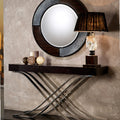 Elegant Console Table Display with Mirror and Stylish Lamp