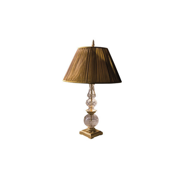 Chic Crystal and Gold Table Lamp with Pleated Shade