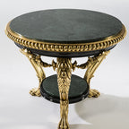 Opulent Round Side Table with Green Marble Top and Exquisite Gold Accents