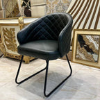 Elegant Black Quilted Leather Accent Chair