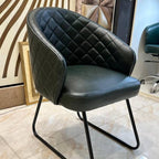 Luxe Black Quilted Leather Accent Chair