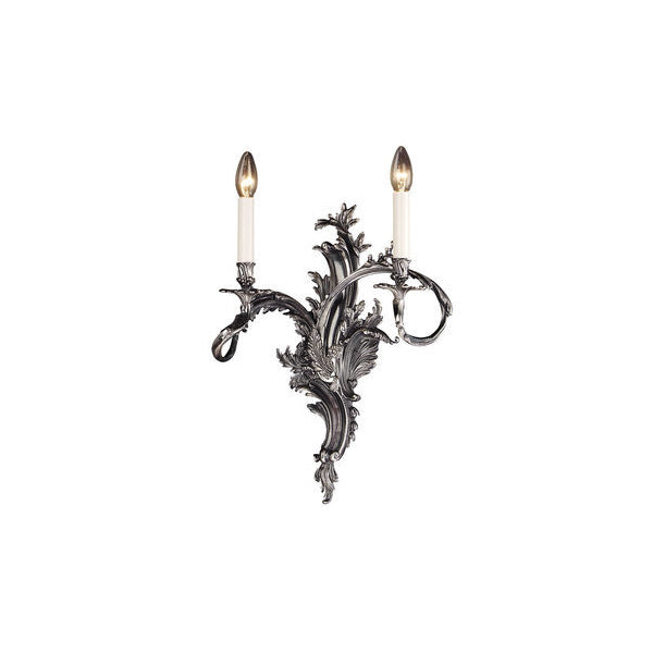 Elegant Two-Arm Wall Sconce in Antique Silver Finish