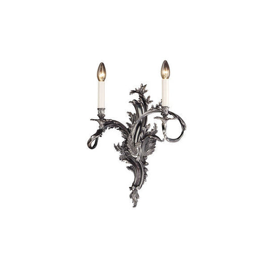 Elegant Two-Arm Wall Sconce in Antique Silver Finish