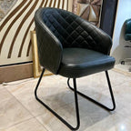 Elegant Black Quilted Leather Accent Chair