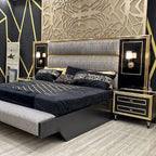 Opulent Black and Gold Bedroom Suite with Classic Details