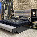 Opulent Black and Gold Bedroom Suite with Classic Details