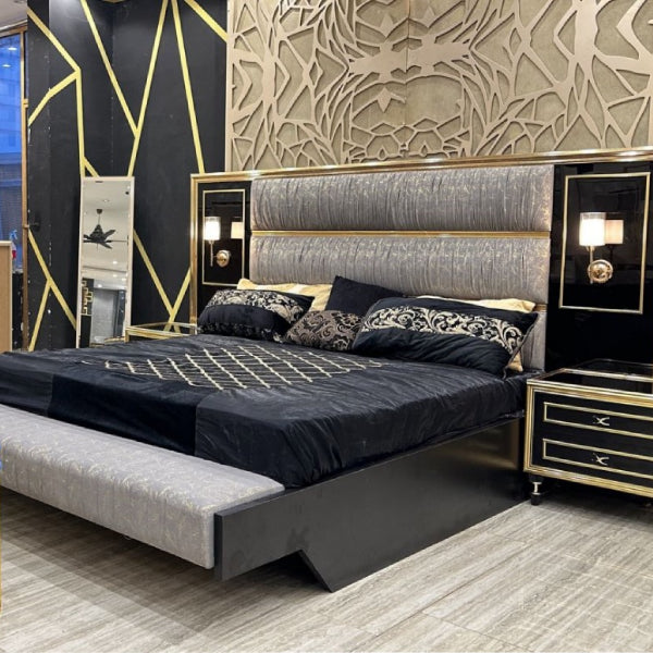 Opulent Black and Gold Bedroom Suite with Classic Details