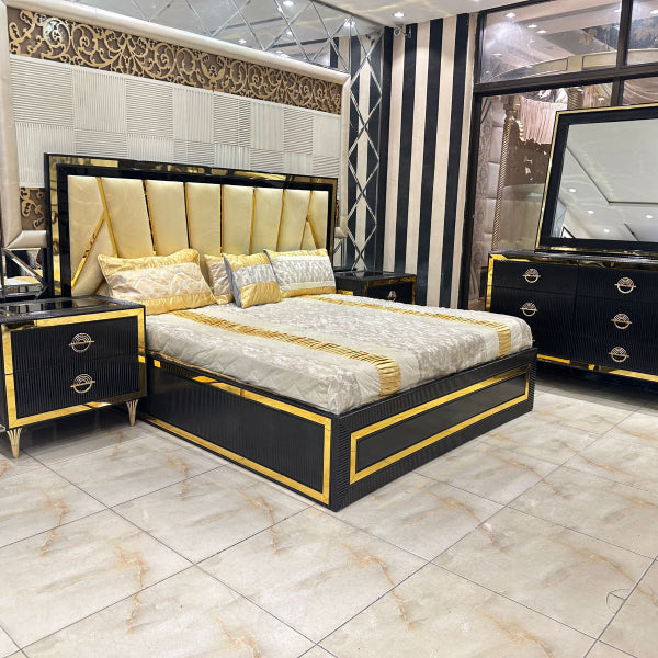 Luxurious Black and Gold Bedroom Set: Elegance Redefined
