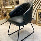 Luxe Black Quilted Leather Accent Chair