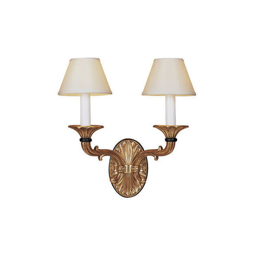 Elegant Two-Arm Wall Sconce with Fabric Shades