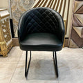 Luxe Black Quilted Leather Accent Chair