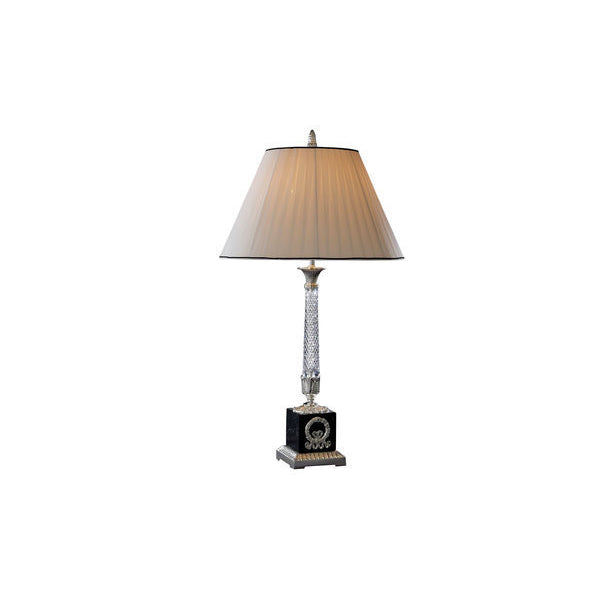 Elegant Crystal and Black Marble Table Lamp