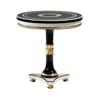 Stylish Round Side Table with Black Finish and Elegant Gold Accents