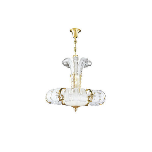 Elegant Glass Chandelier with Gold Accents
