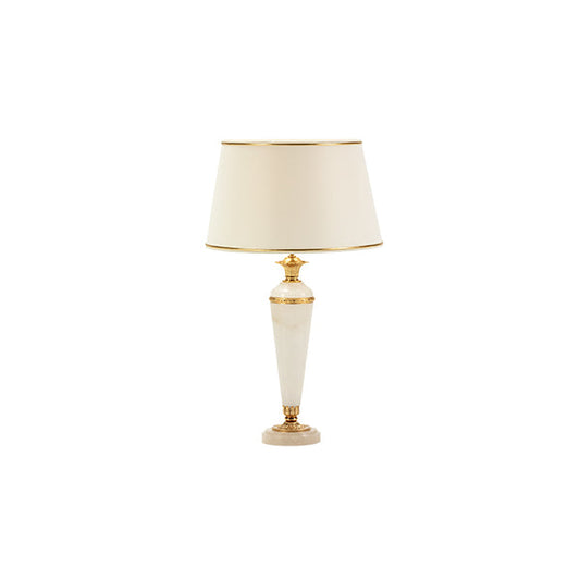 Elegant Ivory and Gold Table Lamp with Silk Shade