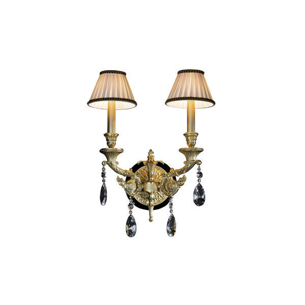 Elegant Two-Arm Wall Sconce with Crystal Accents
