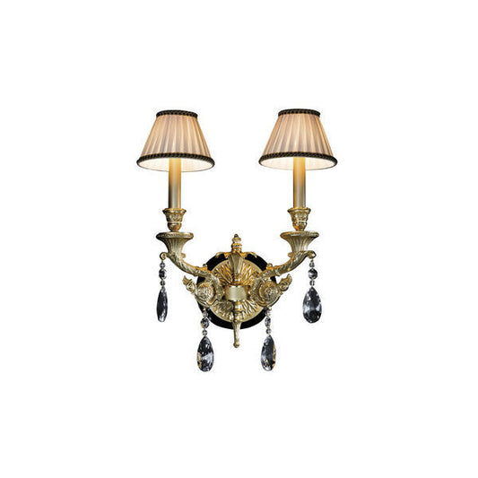 Elegant Two-Arm Wall Sconce with Crystal Accents