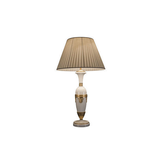 Elegant Table Lamp with Pleated Shade and Decorative Base