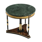 Elegant Round Side Table with Rich Green Marble Top and Ornate Details