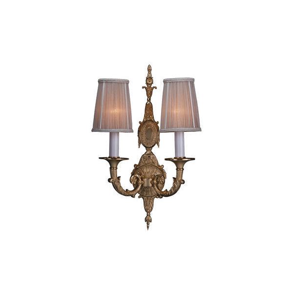 Chic Two-Arm Wall Sconce with Elegant Pleated Shades