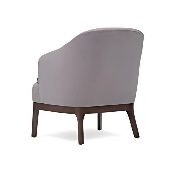 Timeless Comfort: The Light Gray Upholstered Accent Chair with Wooden Base