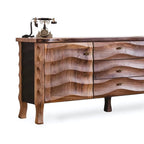 Artistic Elegance: The Wave-Patterned Walnut Sideboard