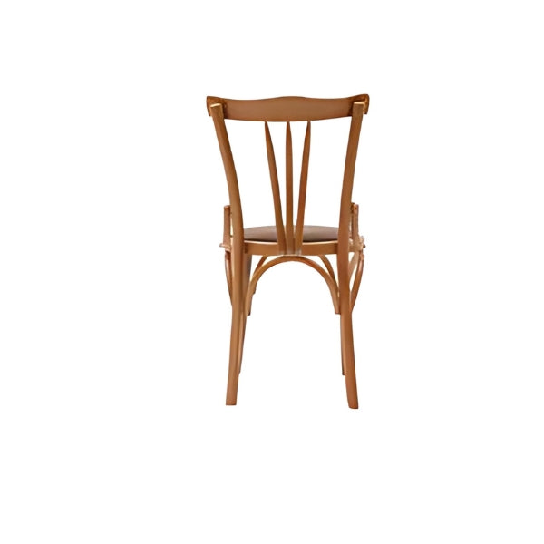 Classic Light Wood Dining Chair with Brown Upholstered Seat