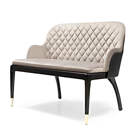Elegant Charm: The Quilted Velvet Sofa with Sleek Black Frame