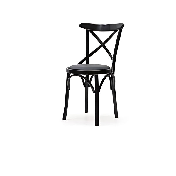 Classic Black Cross-Back Chair with Black Upholstered Seat