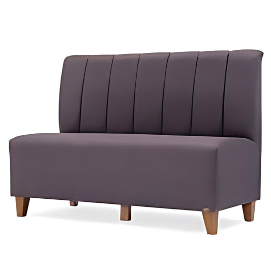 Contemporary Style: The Purple Ribbed Sofa with Wooden Legs