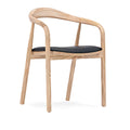 Elegant Light Wood Armchair with Black Leather Seat